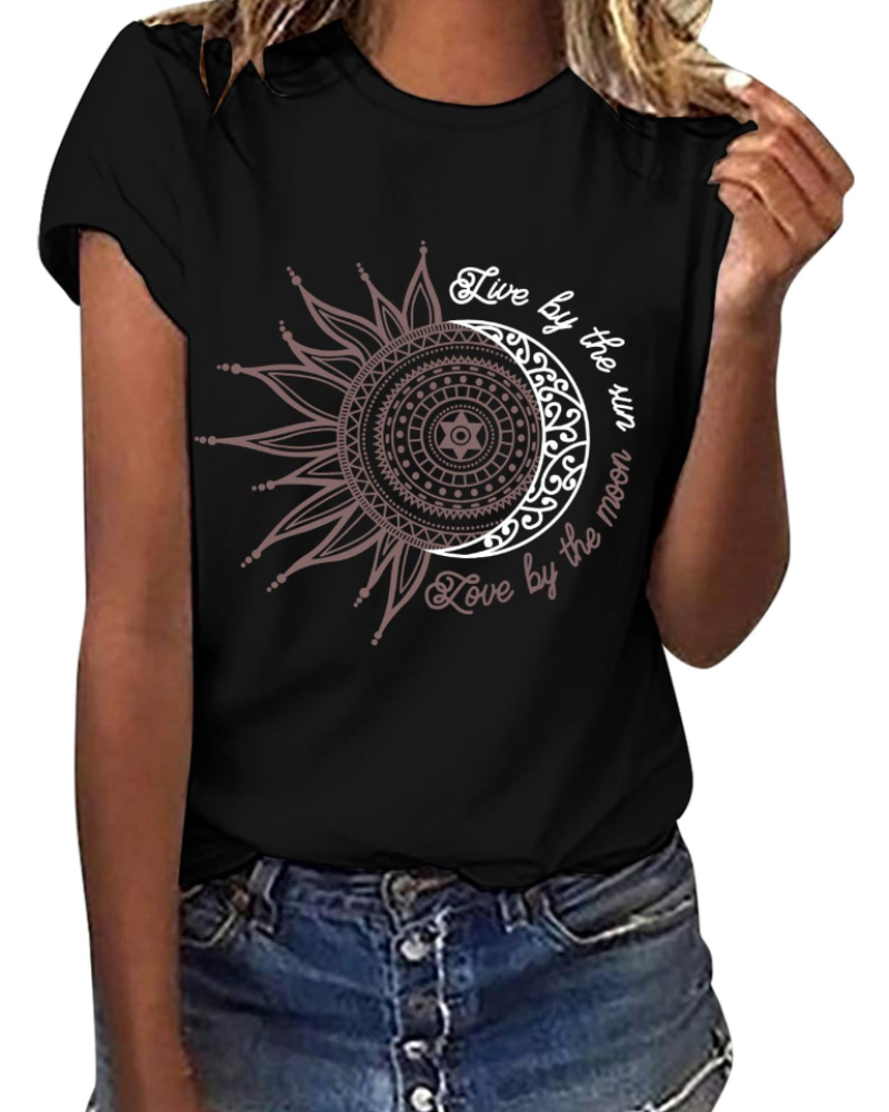 Γυναικείο T-Shirt Daisy – Τοπ από Βαμβάκι με Στρογγυλή Λαιμόκοψη, Κοντά Μανίκια και Casual Εκτύπωση