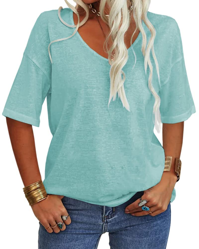 Γυναικείο T-Shirt Amelia – Τοπ με V λαιμόκοψη, μανίκια μέχρι τον αγκώνα και άνετη εφαρμογή