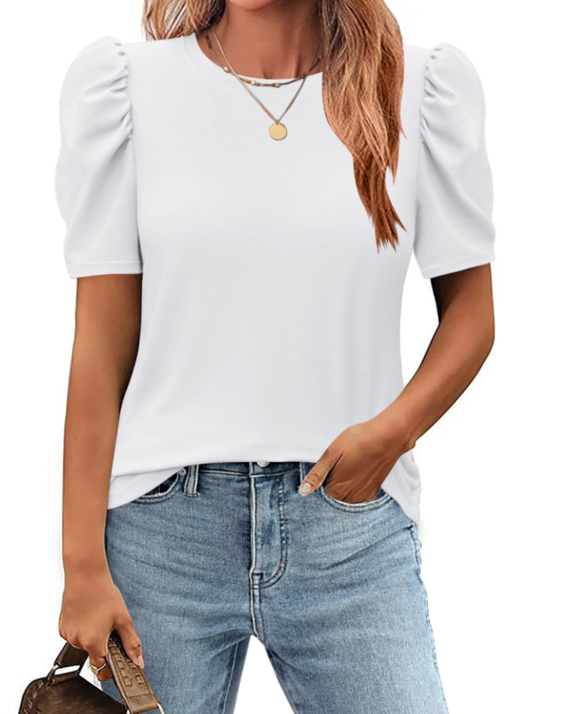 Elena Dámská halenka – květinový top s balónovými rukávy a úzkým střihem