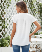 Blouse Femme Ella – Top en chiffon à pois avec col en V, manches volantées et coupe ample