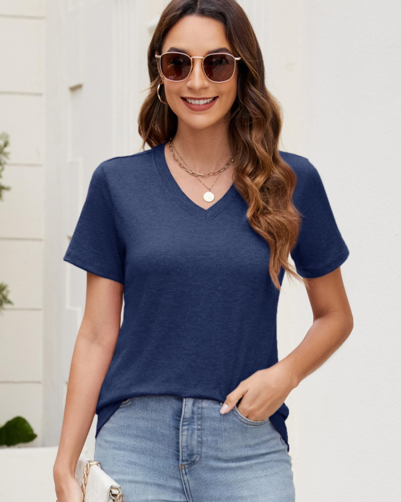 Camiseta Megan para mujer – Set de 3 piezas con escote en V, mangas cortas y ajuste cómodo