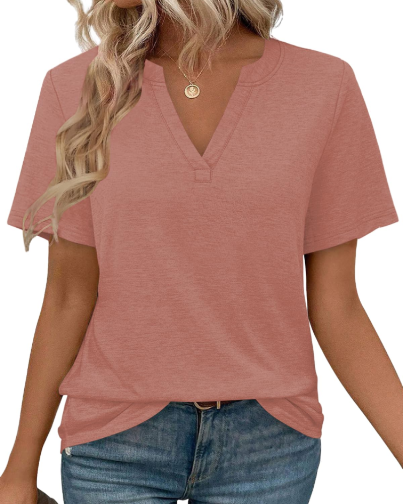 Γυναικείο T-Shirt Vanessa – Τοπ με V λαιμόκοψη, κοντά μανίκια και άνετη εφαρμογή