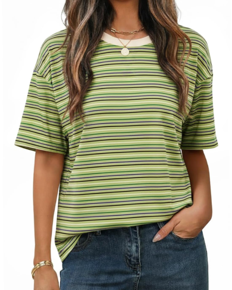 Γυναικεία Μπλούζα Clara με Ρίγες – Casual T-Shirt με Στρογγυλή Λαιμόκοψη, Κοντά Μανίκια και Άνετη Γραμμή