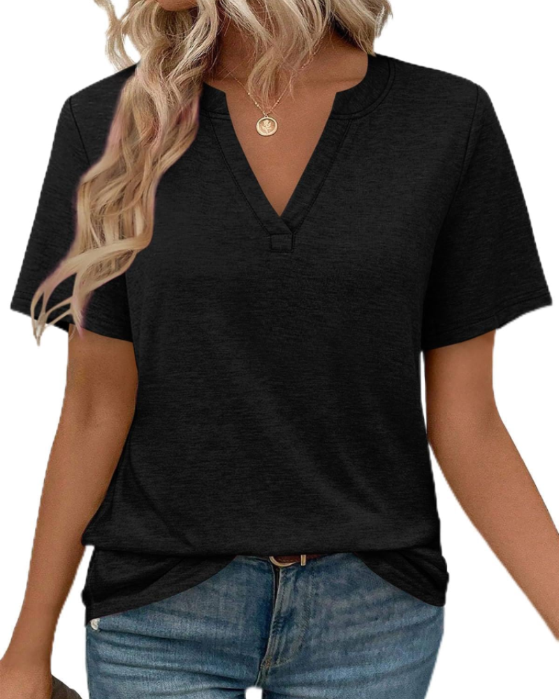 Γυναικείο T-Shirt Vanessa – Τοπ με V λαιμόκοψη, κοντά μανίκια και άνετη εφαρμογή