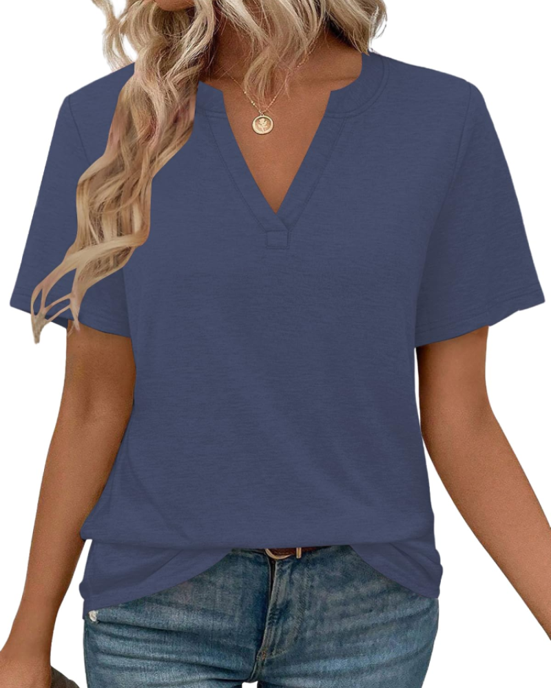 Γυναικείο T-Shirt Vanessa – Τοπ με V λαιμόκοψη, κοντά μανίκια και άνετη εφαρμογή