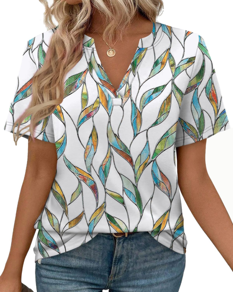 Γυναικείο T-Shirt Vanessa – Τοπ με V λαιμόκοψη, κοντά μανίκια και άνετη εφαρμογή