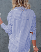 Chloe Camicia Donna – Blusa a Righe con Scollo a V, Bottoni & Maniche Lunghe