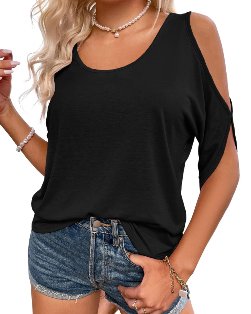 Sophie Top Donna – T-shirt z odkrytymi ramionami, szerokim dekoltem i wiązaniem z tyłu