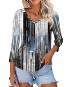 Camila Top Donna – Bluse mit V-Ausschnitt, 3/4-Ärmeln und Blumenmuster