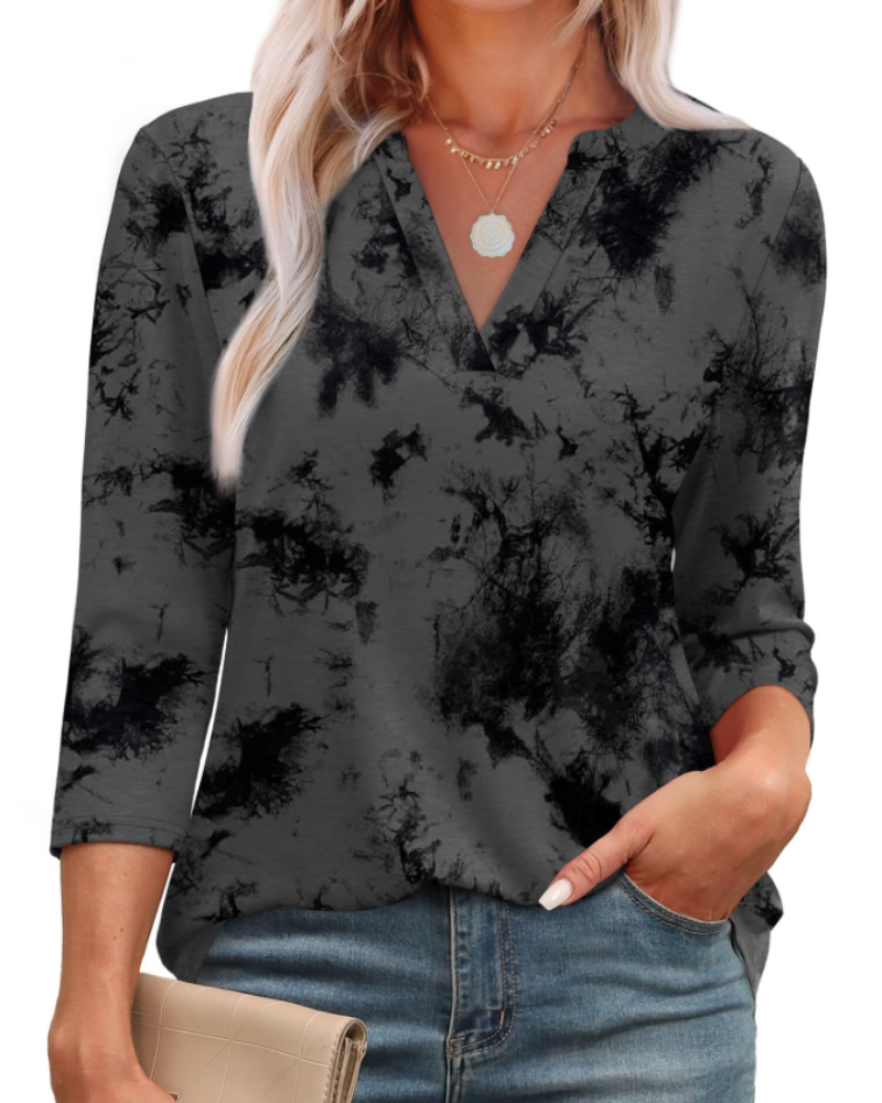 Lily Blusa Donna – Tunica Elegante con Scollo a V, Maniche 3/4 & Orlo Curvo