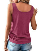 Lydia Tank Top Donna – Top Henley sin mangas con botones y cordones laterales