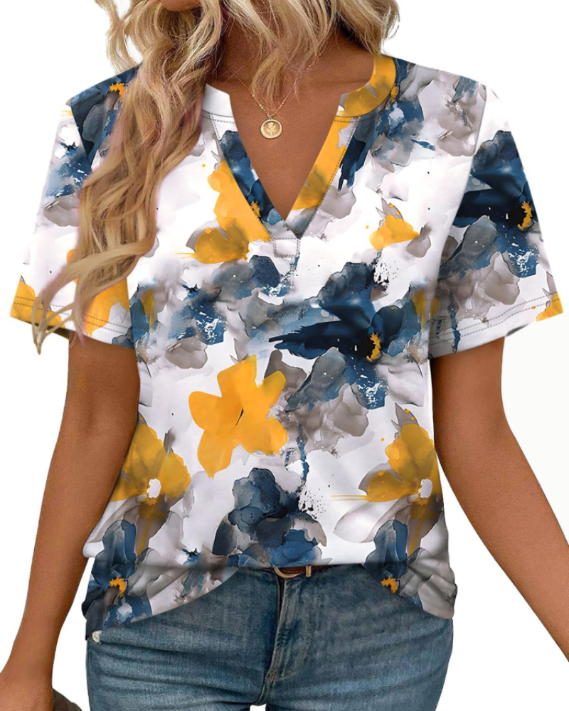 Camiseta Vanessa para mujer – Top con escote en V, mangas cortas y ajuste holgado