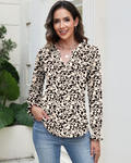 Freya Bluză Damă – Top Floral cu Decolteu în V, Mâneci Lungi și Tiv Plisat