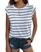 Hannah T-Shirt Donna – Top a Righe con Girocollo, Maniche ad Aletta & Fit Morbido