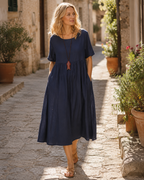 Abigail Abito Maxi Donna – Vestito Estivo in Lino e Cotone con Tasche Laterali