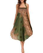 Ophelia Abito Maxi Donna 2 in 1 – Senza Maniche, Stampa Boho e Dettagli Arricciati