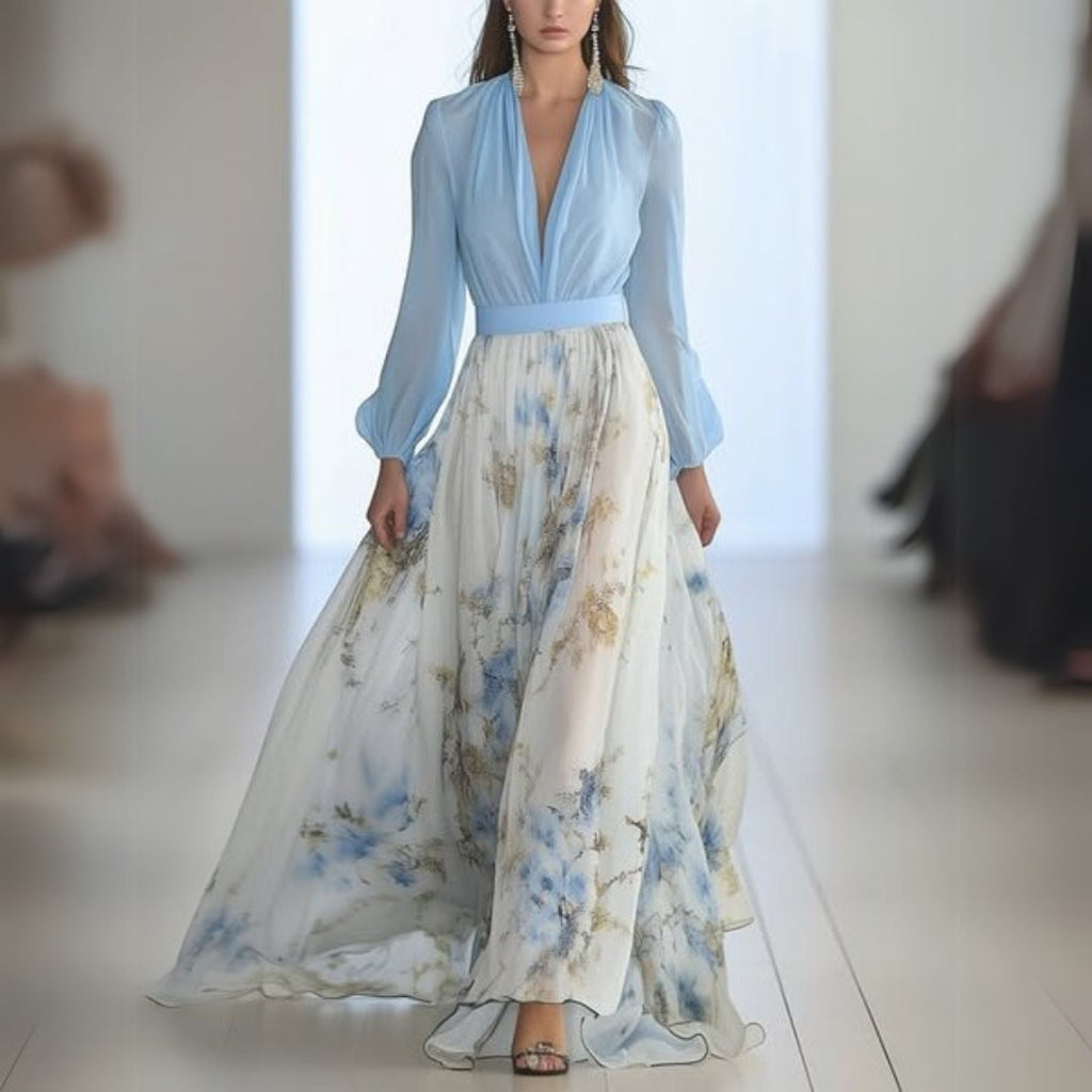 Elen Robe Femme Maxi Florale – Robe Longue Élégante, Fluide, Été Décontracté Chic
