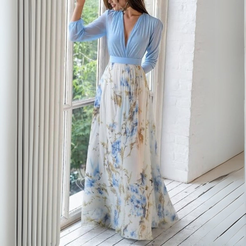 Elen Robe Femme Maxi Florale – Robe Longue Élégante, Fluide, Été Décontracté Chic
