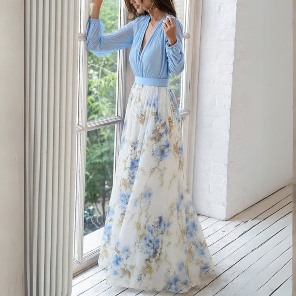 Elen Robe Femme Maxi Florale – Robe Longue Élégante, Fluide, Été Décontracté Chic