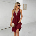 Ellie Abito Donna Estivo – Vestito Scollo V Senza Maniche, Vita Elastica Casual Chic