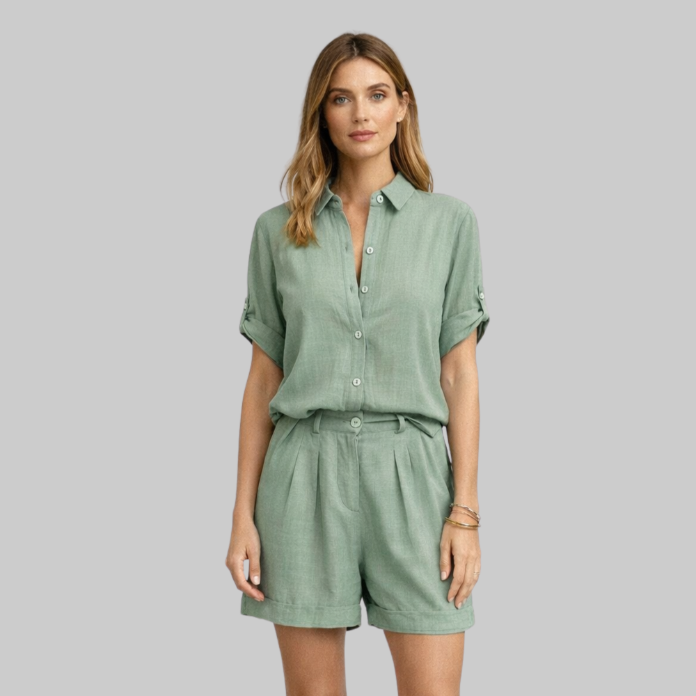 Carina Ensemble Femme Été Lin Look – Tenue Élégante Respirante Anti-Froissement