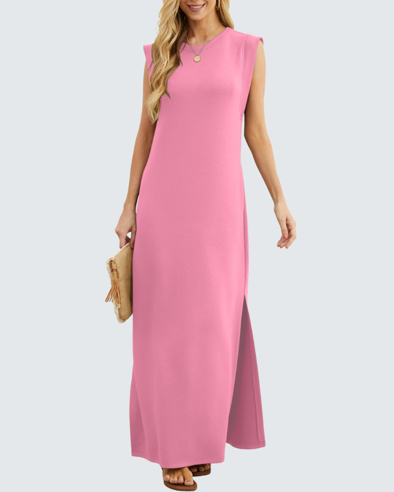 Charlotte Abito Maxi Donna – Vestito Elegante Senza Maniche con Spacco e Tasche