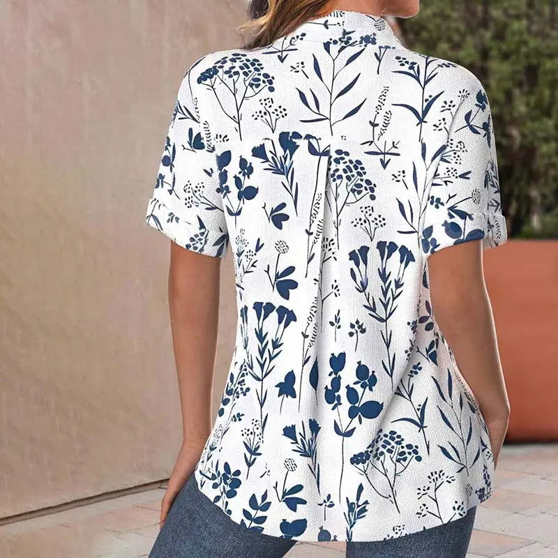 Matilda Women's Floral Blouse – Short Sleeve Shirt, Lightweight Breathable Casual Chic