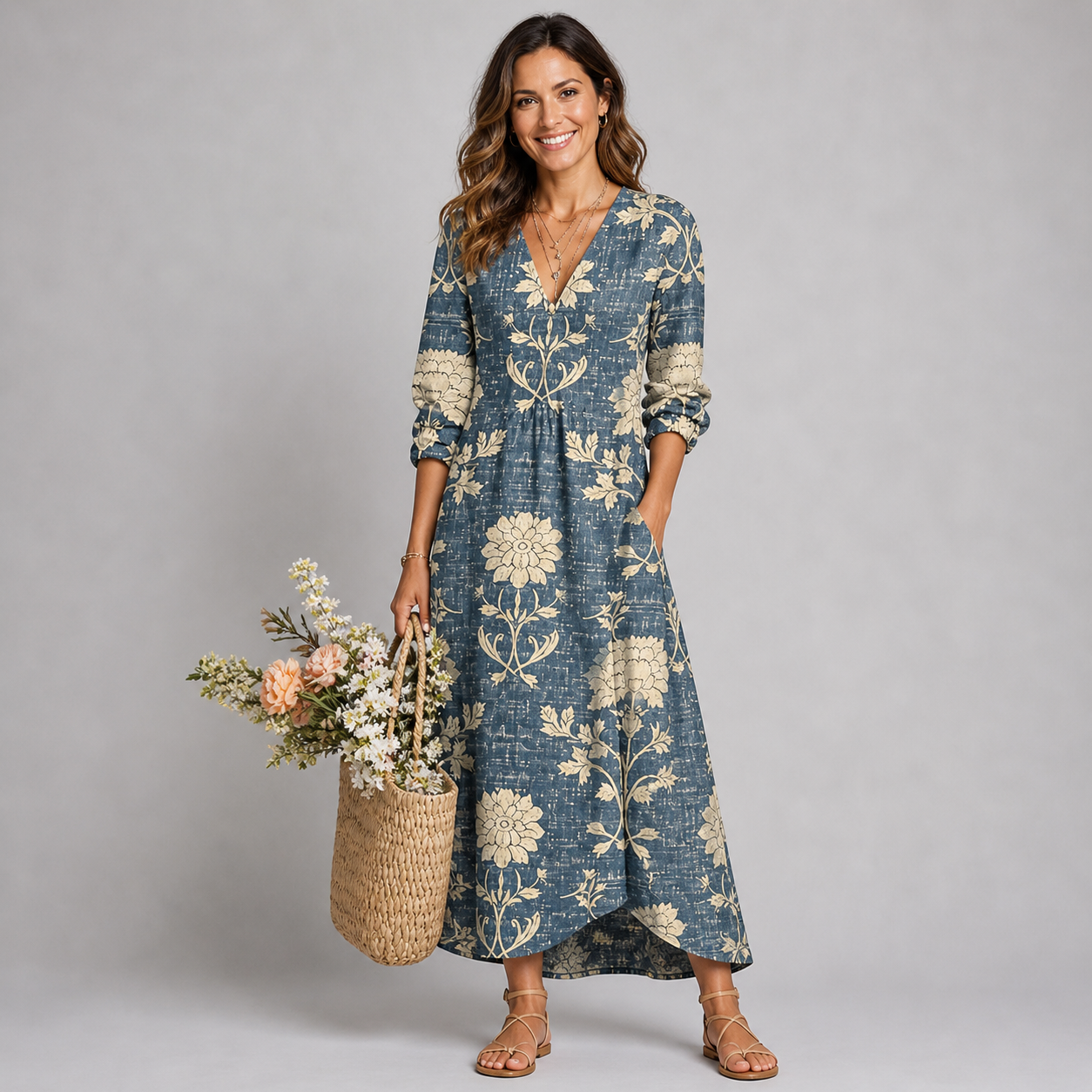 Milagros Robe Femme Vintage – Robe Midi Imprimé Géométrique, Légère Élégante