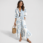 Leticia Robe Femme Maxi Florale – Robe Longue Fluide, Coupe Confortable d'Été