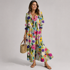 Leticia Robe Femme Maxi Florale – Robe Longue Fluide, Coupe Confortable d'Été