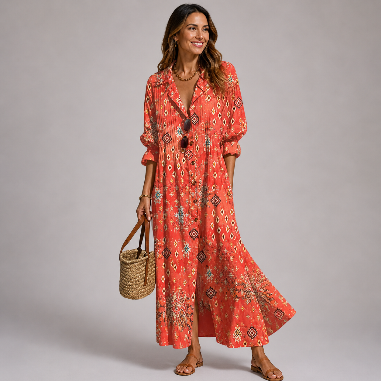 Leticia Abito Donna Maxi Floreale – Vestito Lungo Fluido, Vestibilità Comoda Estiva