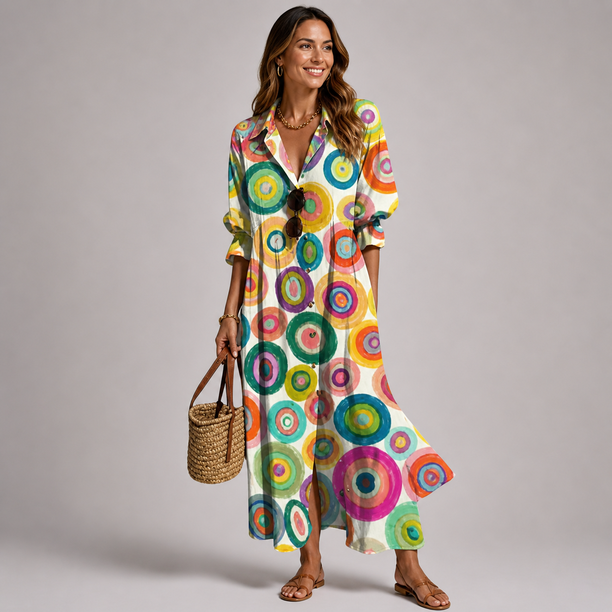 Leticia Abito Donna Maxi Floreale – Vestito Lungo Fluido, Vestibilità Comoda Estiva
