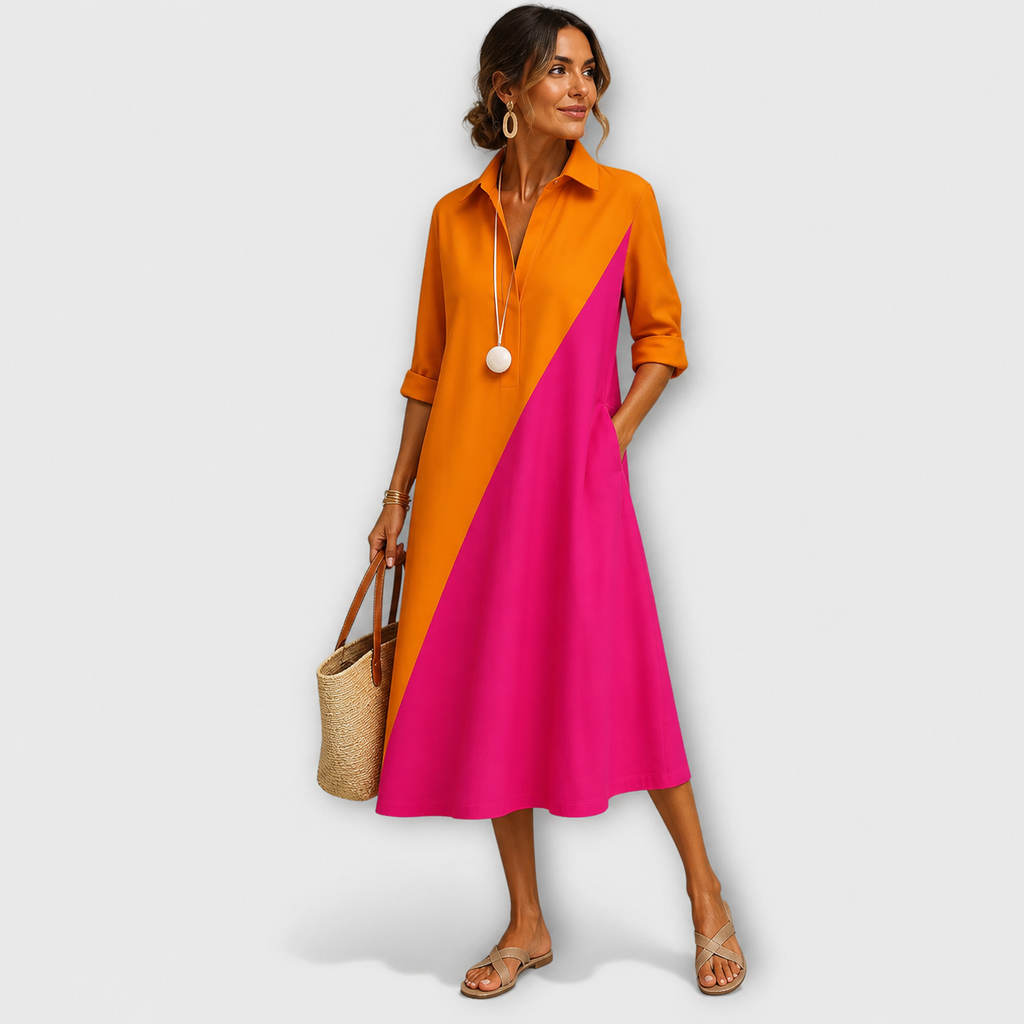 Ciara Robe Femme Midi Élégante – Robe Fluide Raffinée, Style Polyvalent Jour Soir