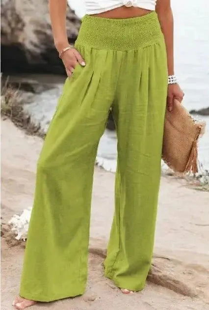 Elena Pantaloni Donna Palazzo – Vita Elastico, Gamba Larga, Eleganti Casual Chic