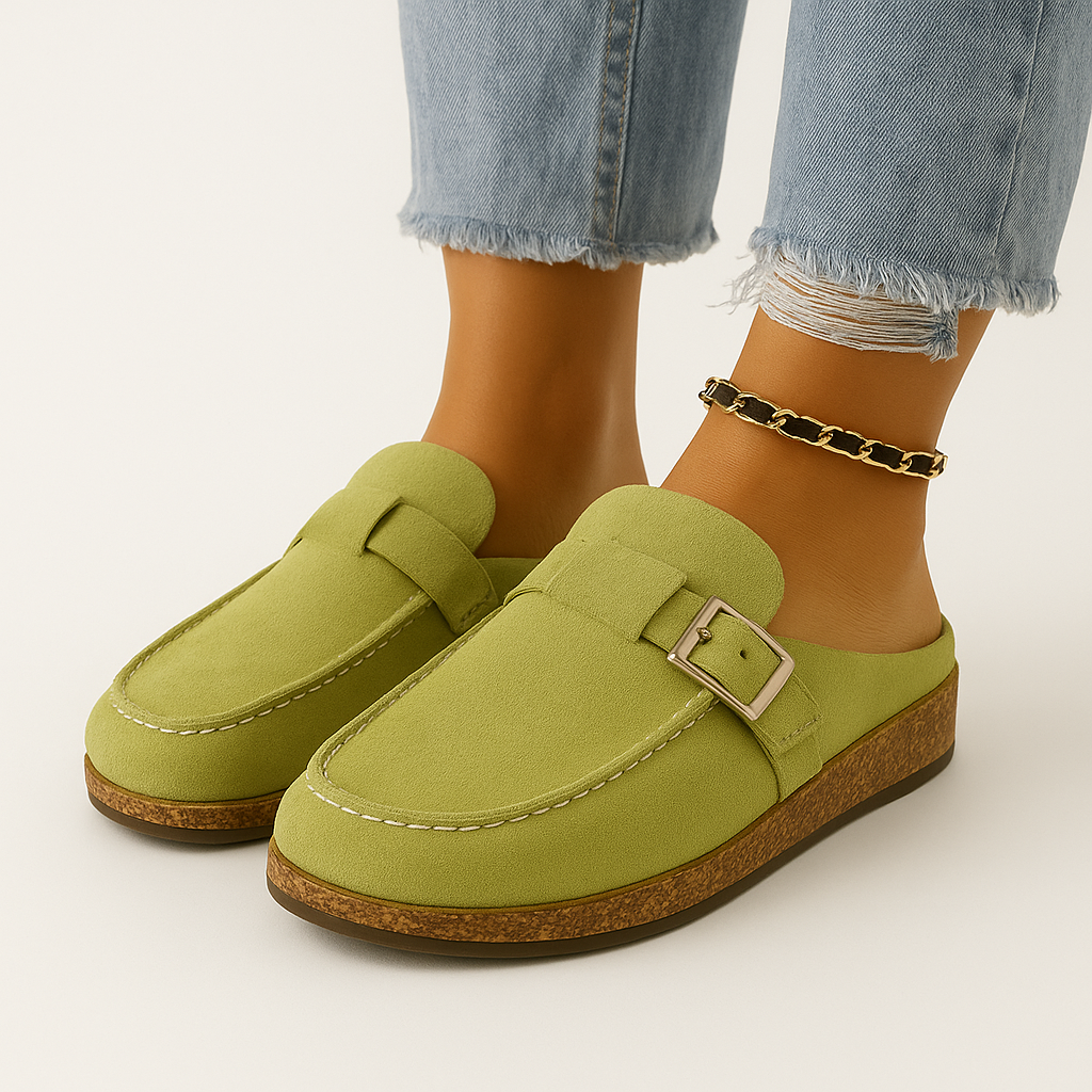 Noelle Mules Donna Scamosciate – Slip-On con Fibbia Regolabile, Suola Sughero