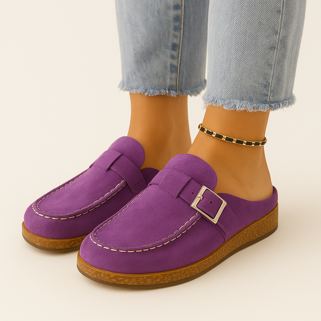 Noelle Mules Donna Scamosciate – Slip-On con Fibbia Regolabile, Suola Sughero