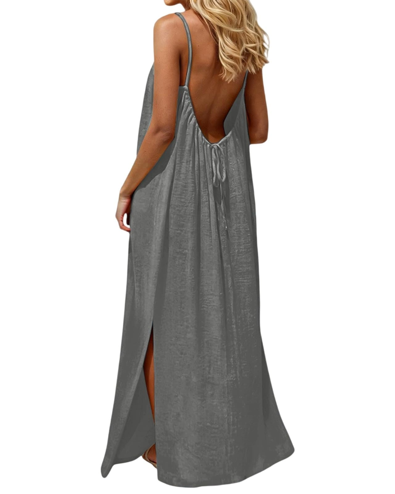 Hazel Vestito Donna Maxi – Schiena Scoperta, Spalline Regolabili & Taglio A-Line