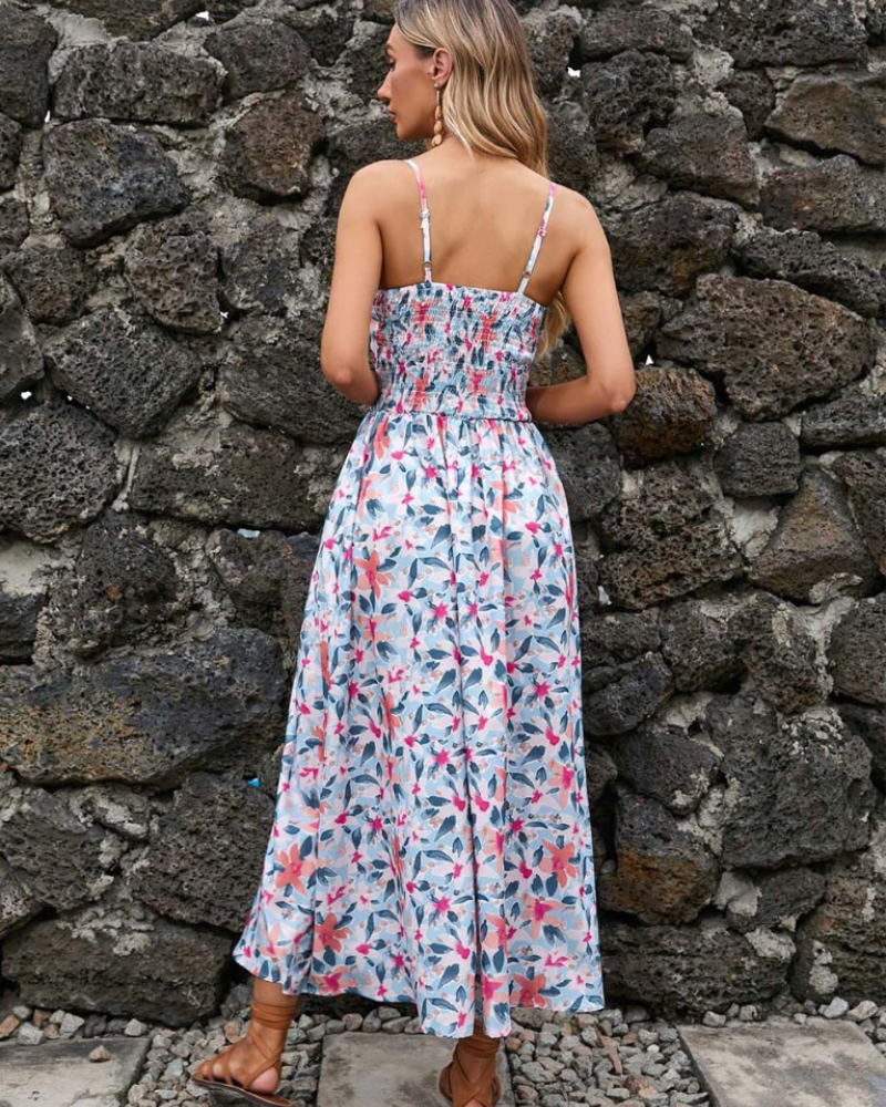 Ivy Abito Donna – Vestito Estivo Floreale con Scollo a V, Spalline Sottili & Vita Alta