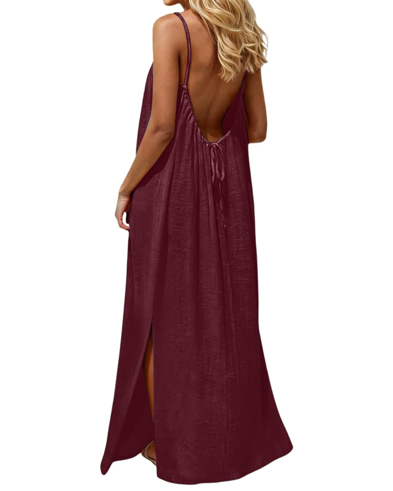 Hazel Vestito Donna Maxi – Schiena Scoperta, Spalline Regolabili & Taglio A-Line
