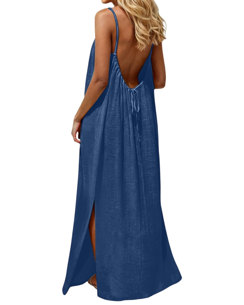 Hazel Vestito Donna Maxi – Schiena Scoperta, Spalline Regolabili & Taglio A-Line
