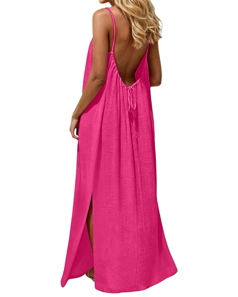Hazel Vestito Donna Maxi – Schiena Scoperta, Spalline Regolabili & Taglio A-Line