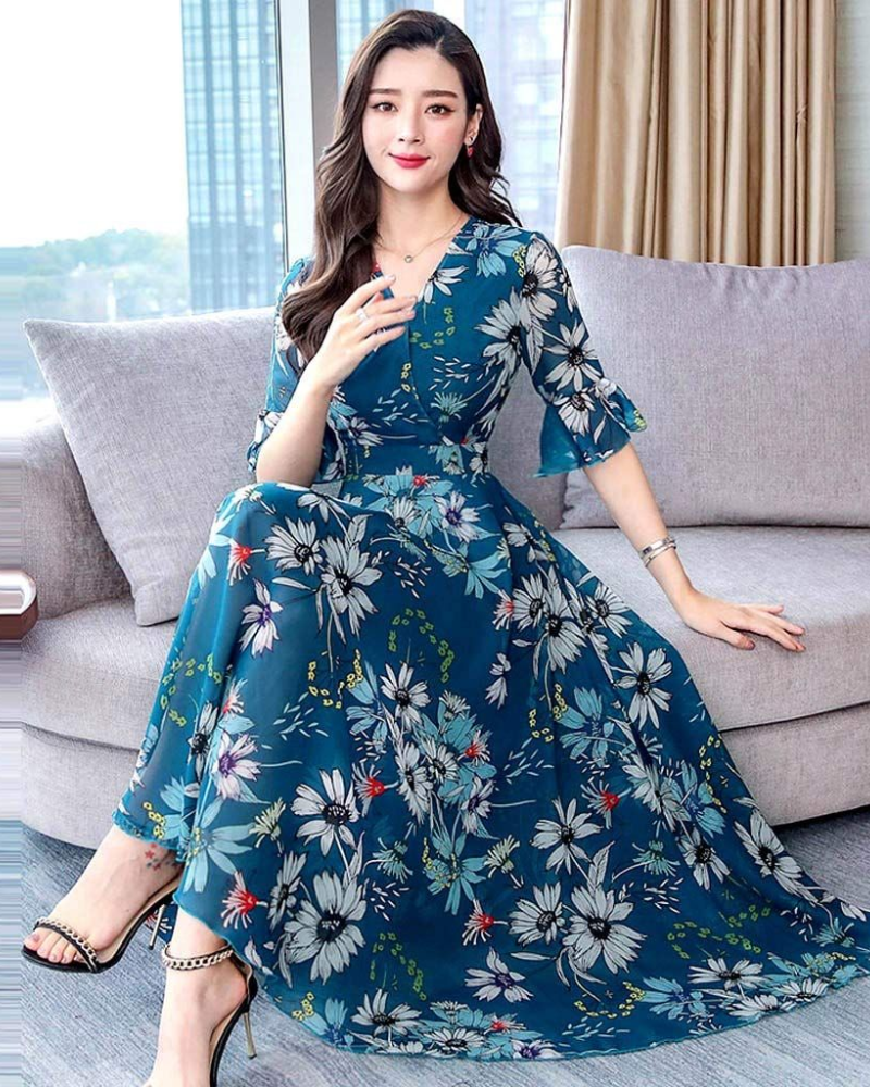Elena Dámské maxi šaty – Elastická látka, volný střih a elegantní ležérní styl