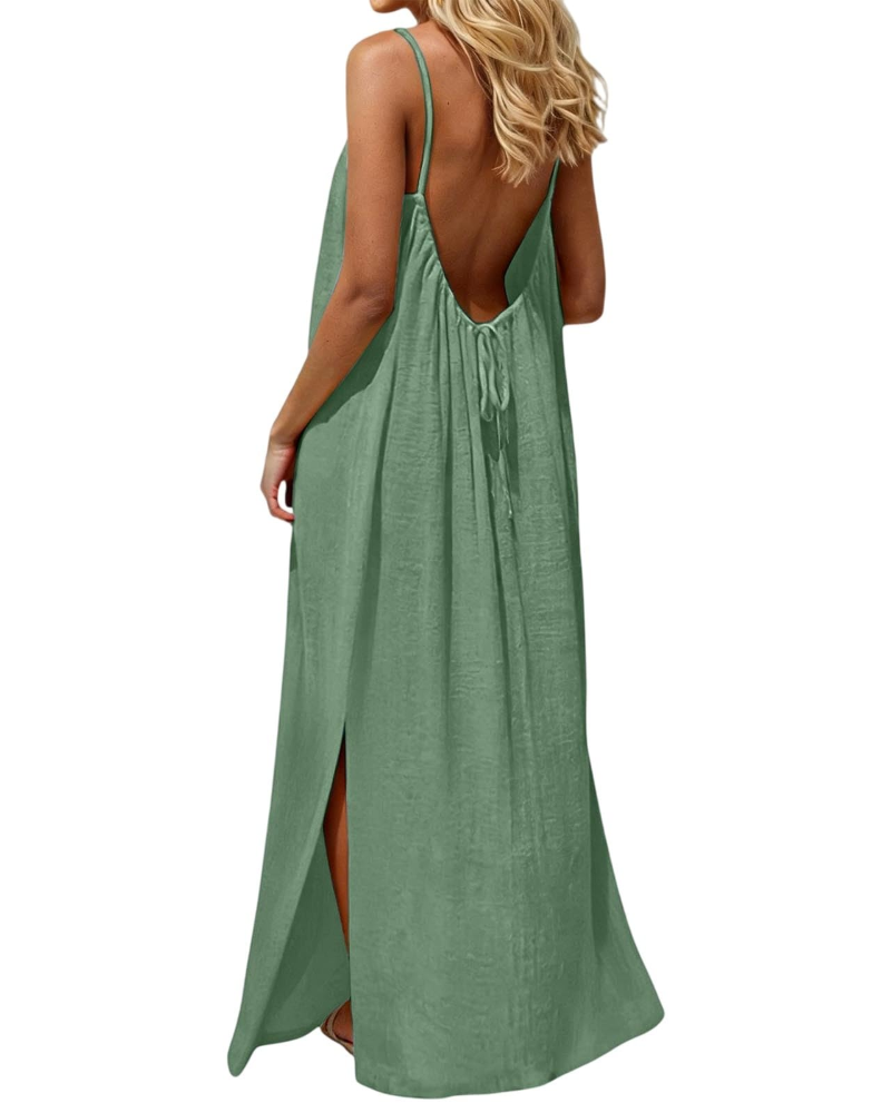 Hazel Vestito Donna Maxi – Schiena Scoperta, Spalline Regolabili & Taglio A-Line