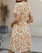 Daphne Vestito Donna Midi – Stampa Floreale, Scollo a V, Volant & Linea A