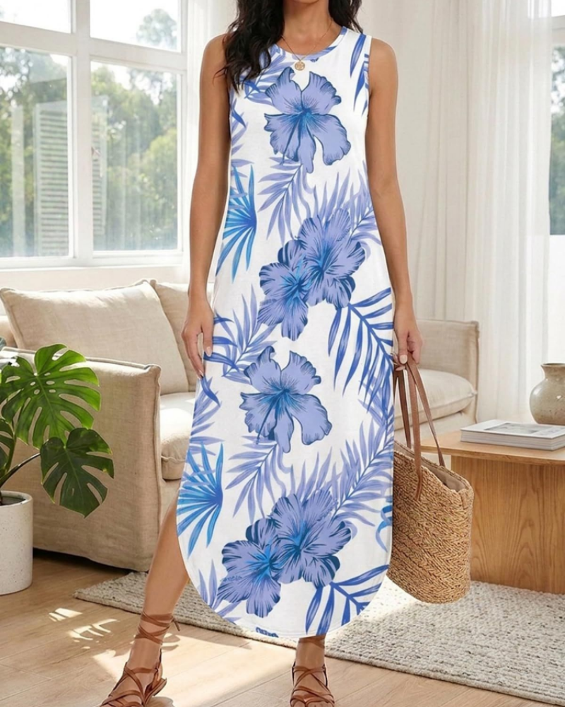 Madeline Vestito Donna Maxi – Senza Maniche, Girocollo, Tasche & Fit Morbido