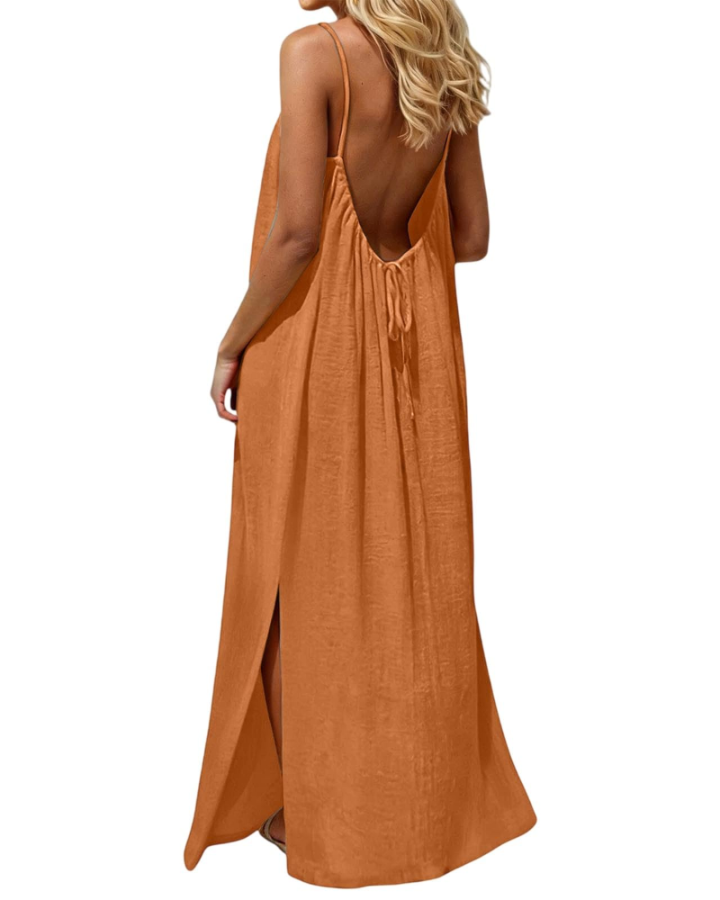 Hazel Vestito Donna Maxi – Schiena Scoperta, Spalline Regolabili & Taglio A-Line
