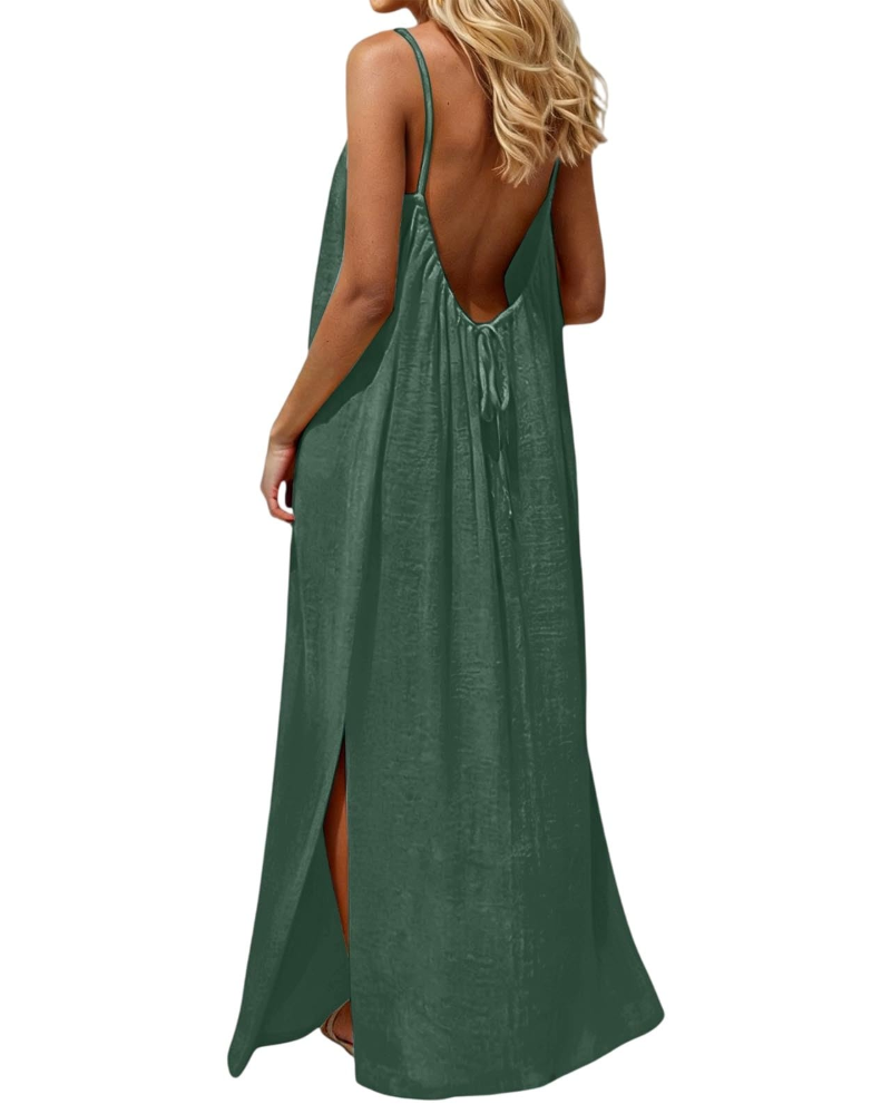 Hazel Vestito Donna Maxi – Schiena Scoperta, Spalline Regolabili & Taglio A-Line