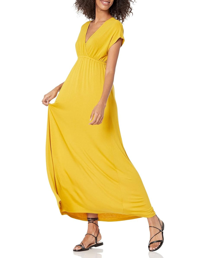 Nora Women's Maxi Dress – V-Neck, Empire Waist & Dolman Sleeves