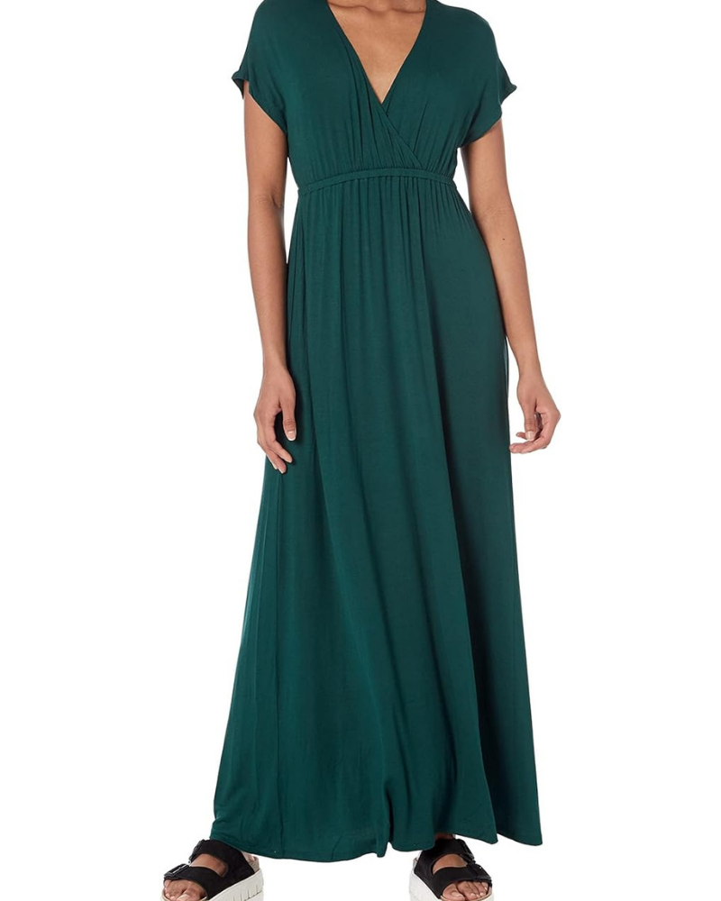 Nora Women's Maxi Dress – V-Neck, Empire Waist & Dolman Sleeves