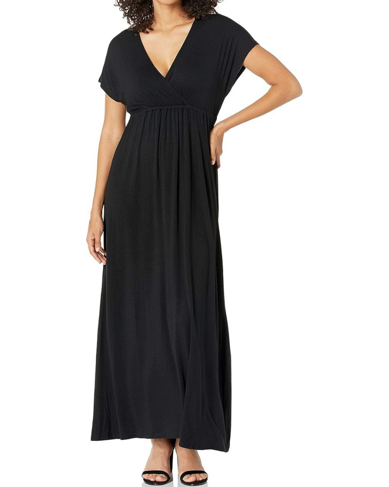 Nora Women's Maxi Dress – V-Neck, Empire Waist & Dolman Sleeves